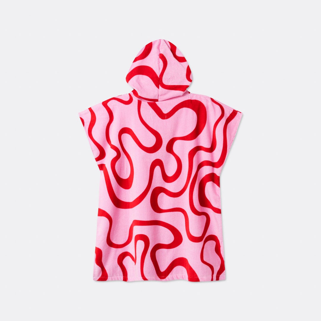 Kids' Pink Wavy Towel Poncho