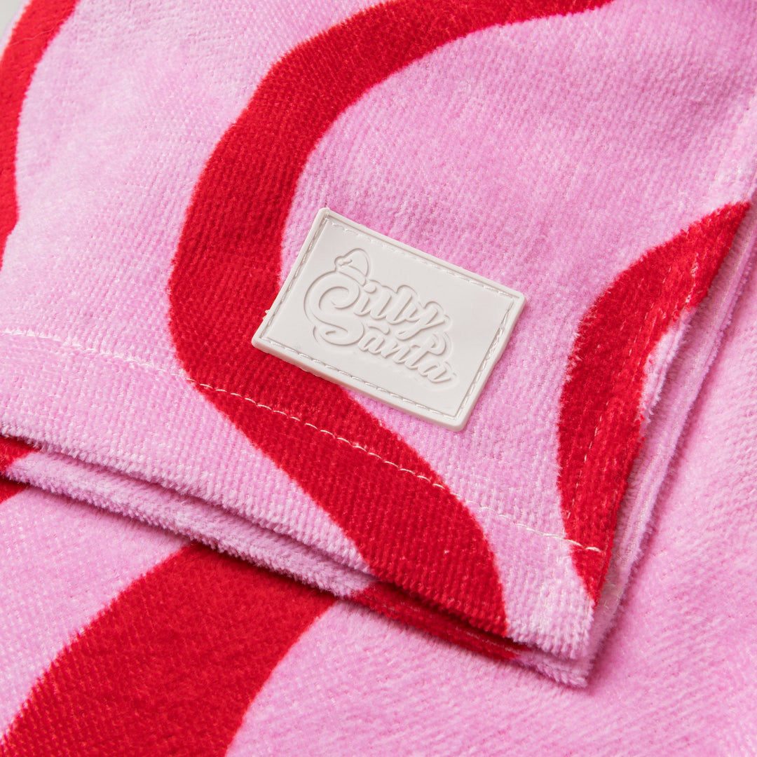 Kids' Pink Wavy Towel Poncho