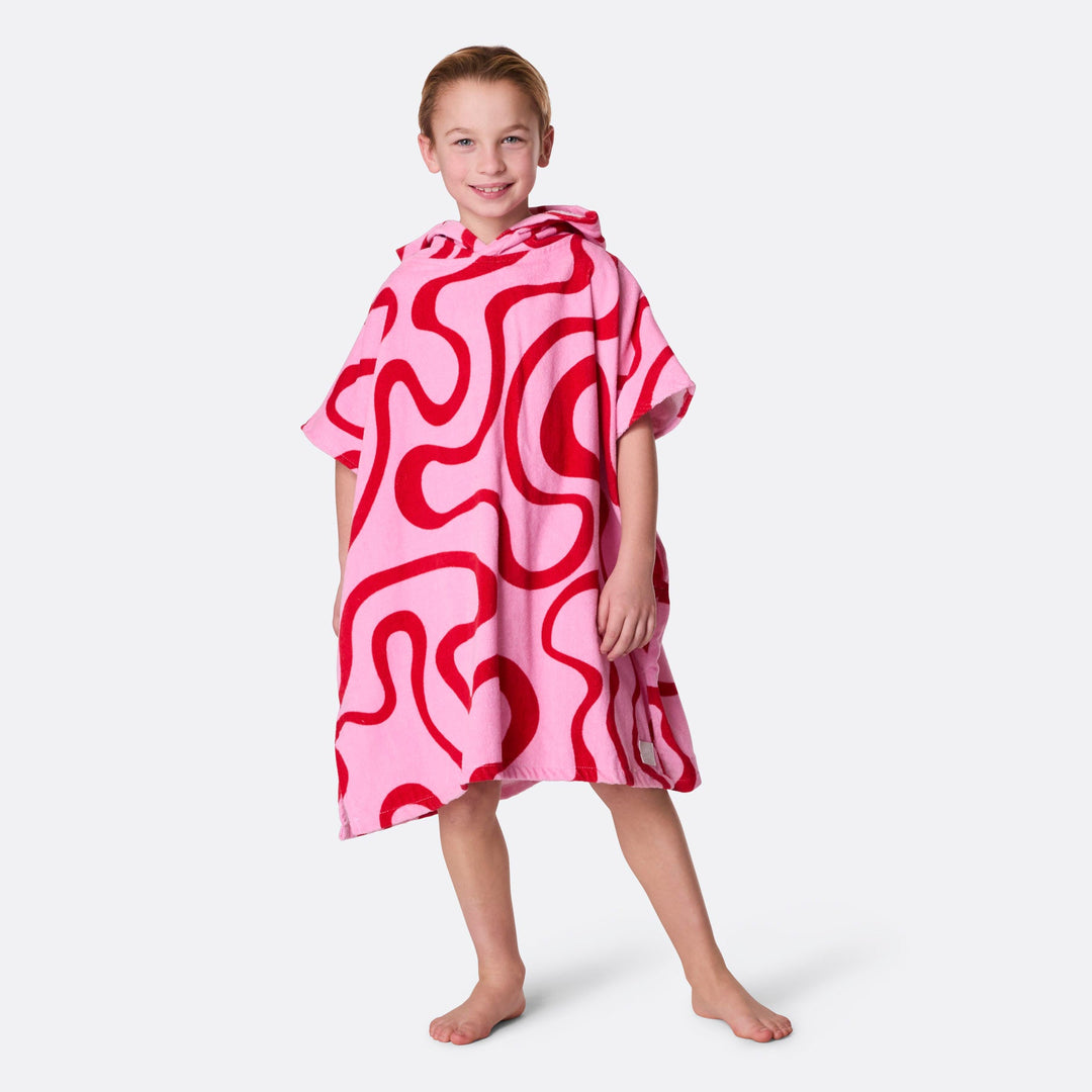 Kids' Pink Wavy Towel Poncho