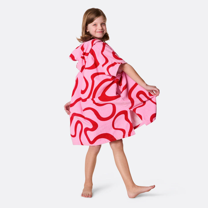 Kids' Pink Wavy Towel Poncho
