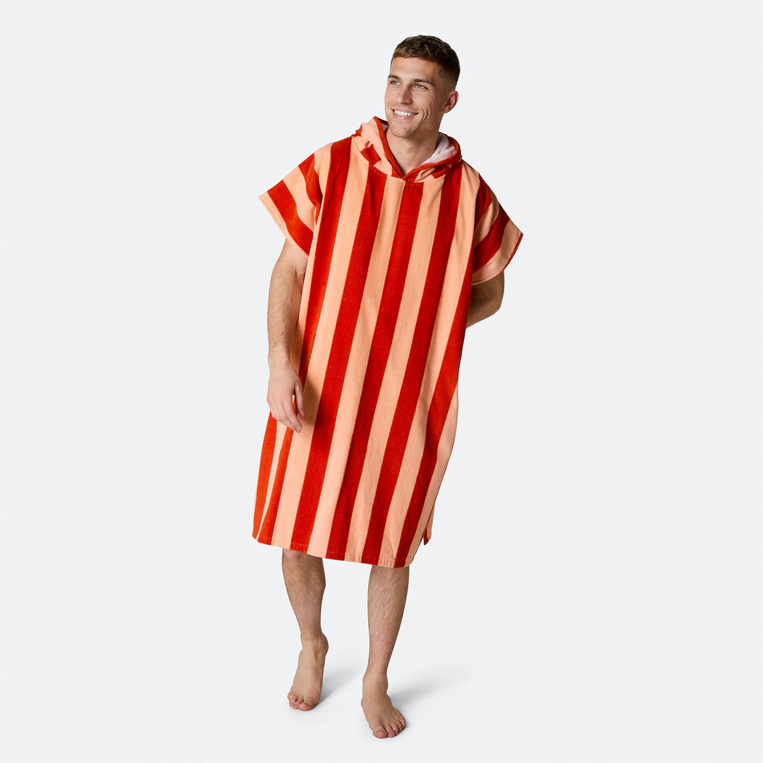 Striped Red Towel Poncho