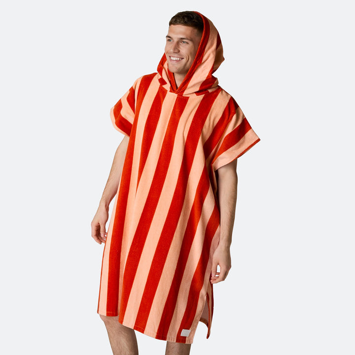 Striped Red Towel Poncho