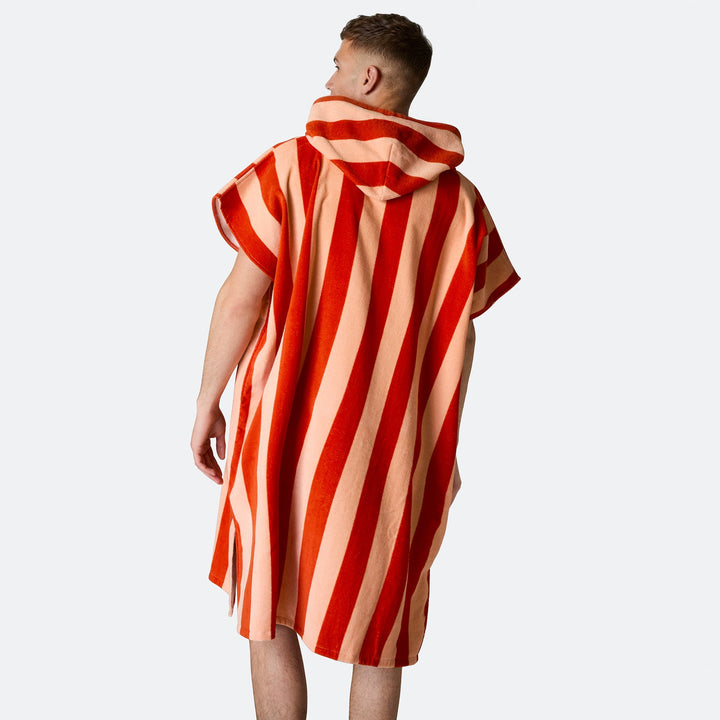 Striped Red Towel Poncho