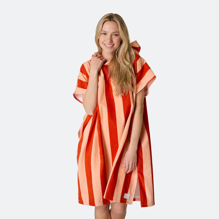 Striped Red Towel Poncho