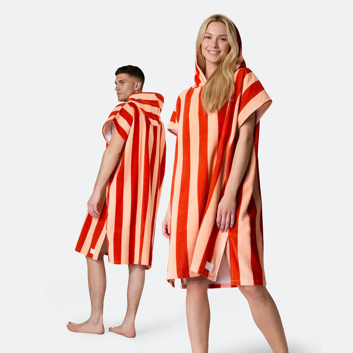 Striped Red Towel Poncho