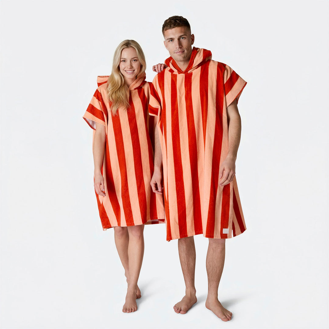 Striped Red Towel Poncho