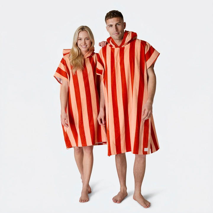 Striped Red Towel Poncho