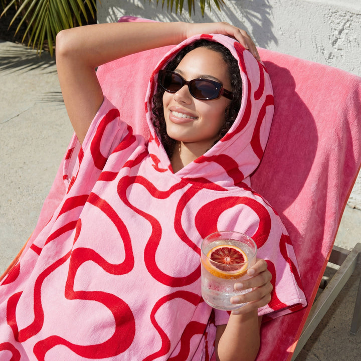 Pink Wavy Towel Poncho