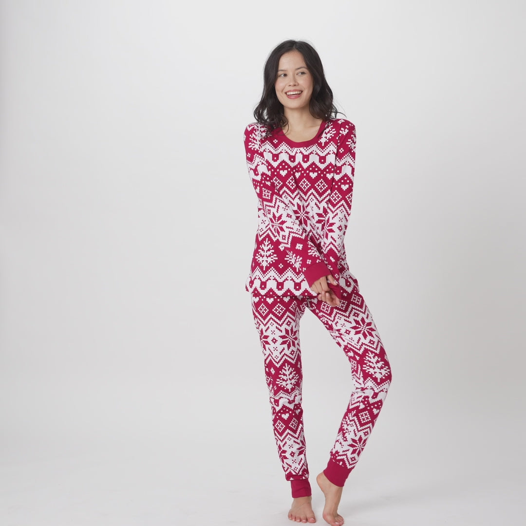 Women's Red Christmas Knit Christmas Pyjamas