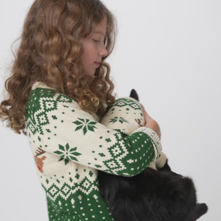 Cats' Green Retro Reindeer Christmas Sweater