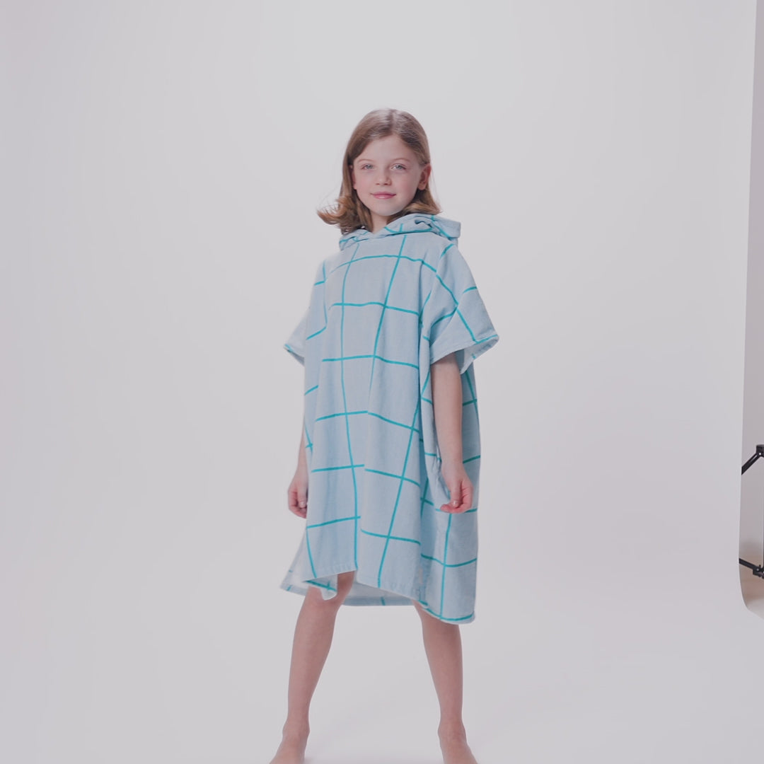 Kids' Blue Pool Towel Poncho