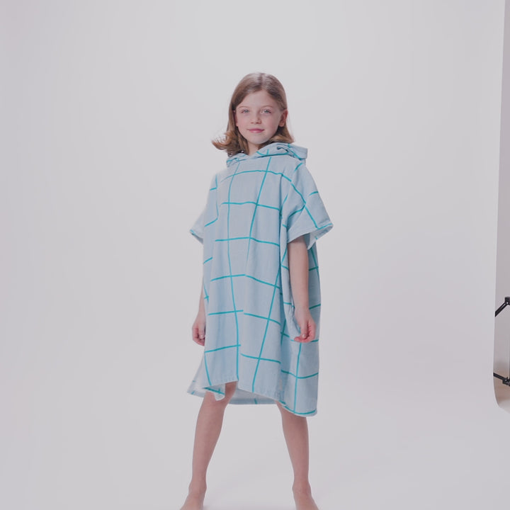 Kids' Blue Pool Towel Poncho