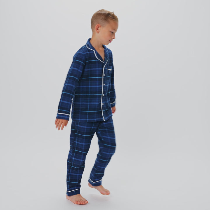 Kids' Blue Flannel Christmas Pyjamas