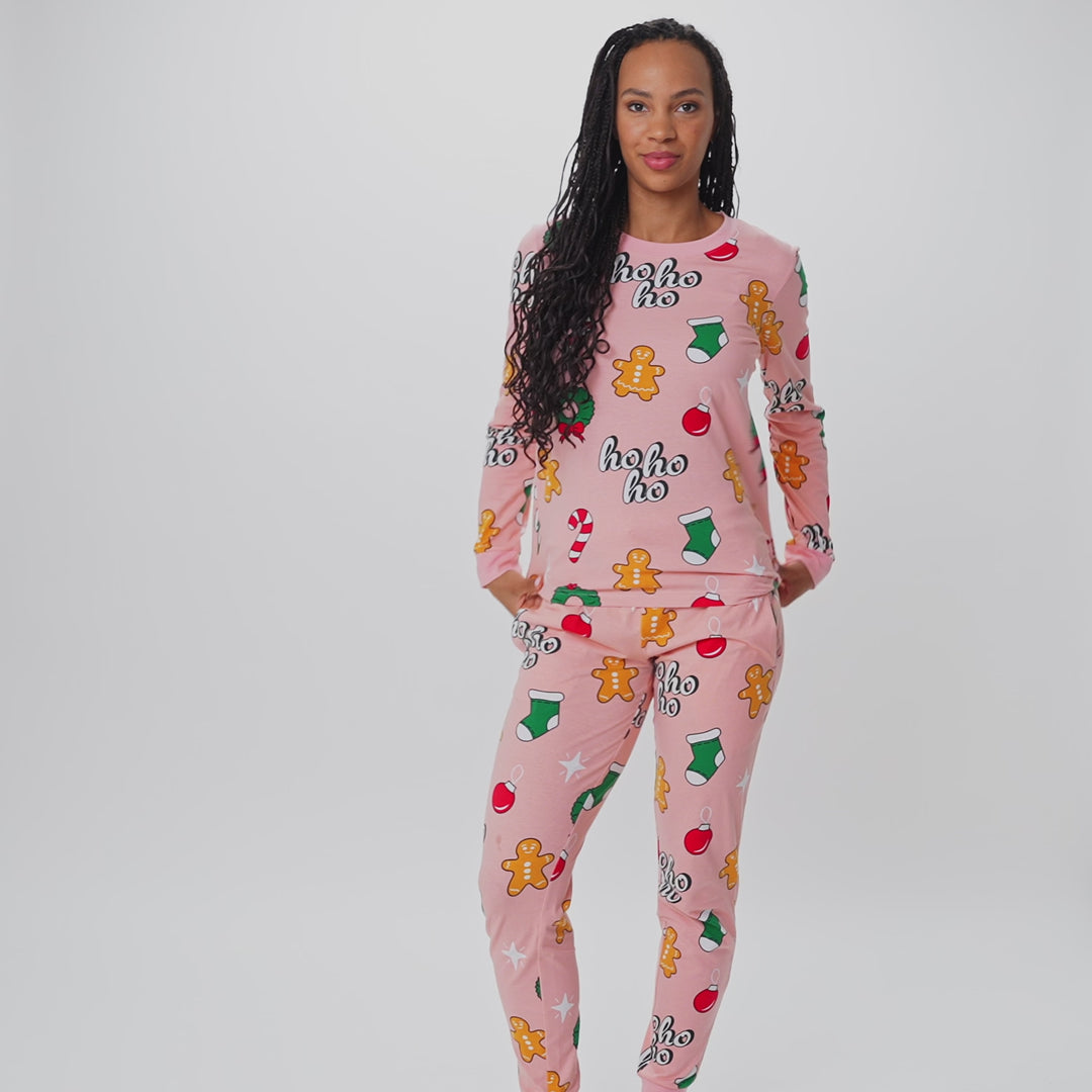 Women's Pink Hohoho Christmas Pyjamas
