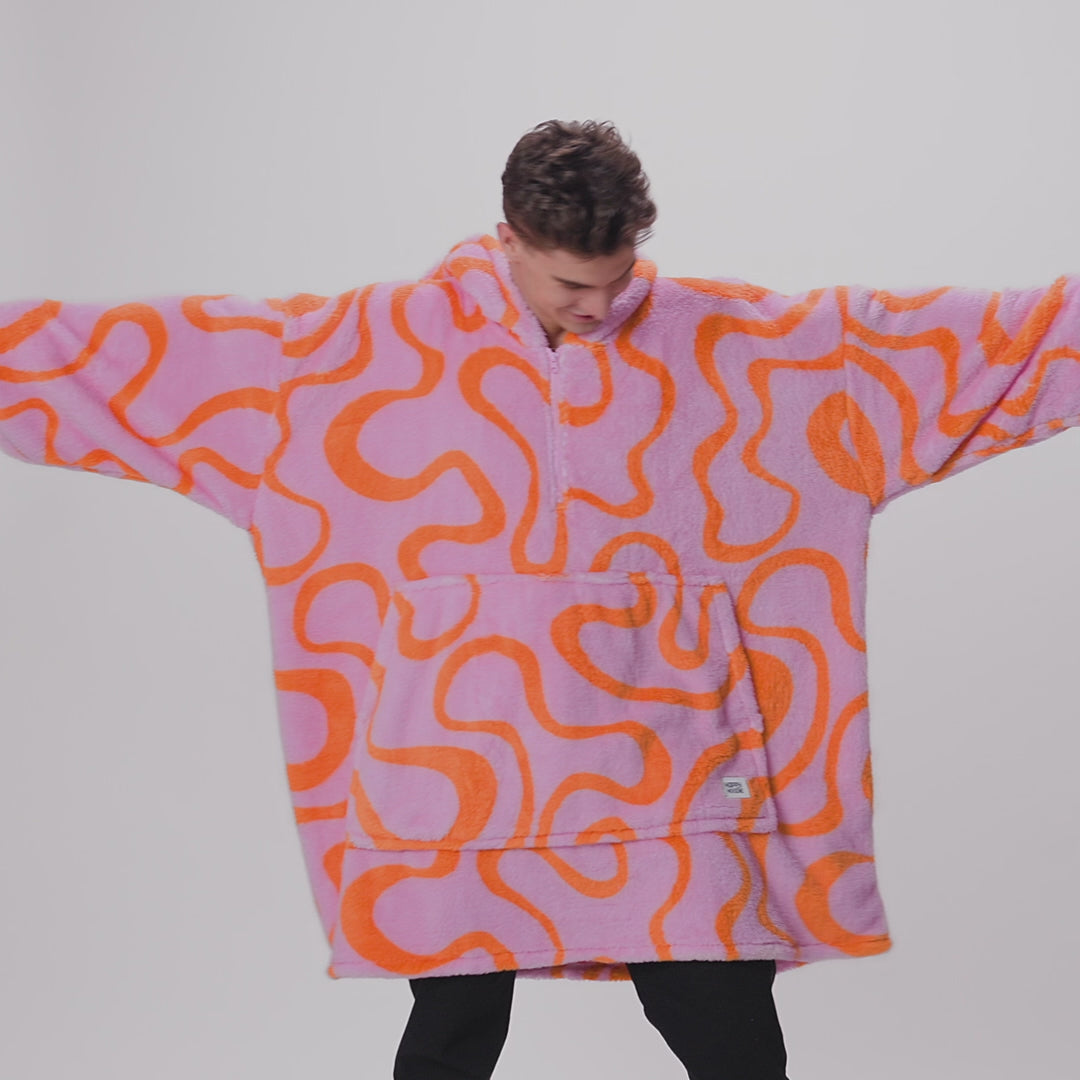 Pink Wavy Teddy HappyHoodie