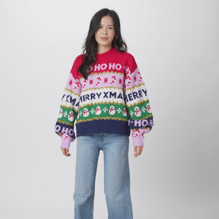 Women's Striped Oversized Christmas Sweater