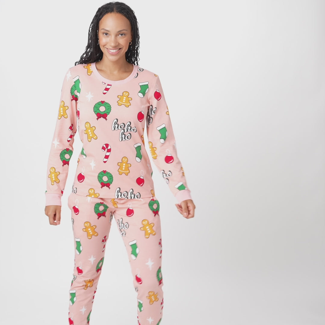 Women's Pink Hohoho Christmas Pyjamas