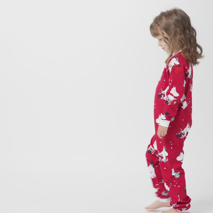 Kids' Red Moomin Overall Christmas Pyjamas