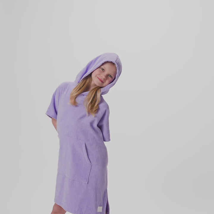 Kids' Purple Towel Poncho
