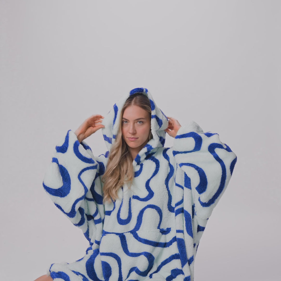 Blue Wavy Teddy HappyHoodie