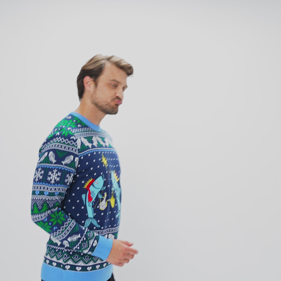 Men's Three Wise Fish Christmas Sweater