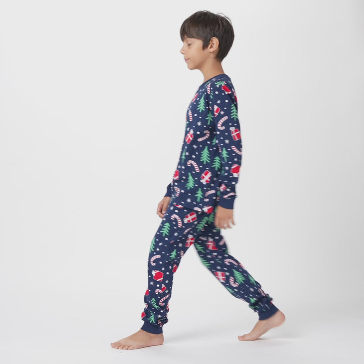 Kids' Blue Christmas Pattern Christmas Pyjamas