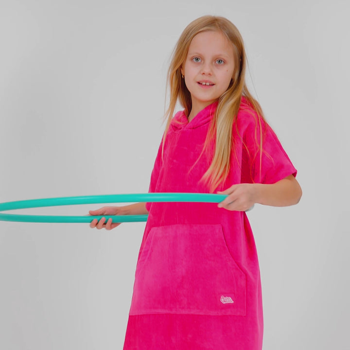 Kids'  Hot Pink Towel Poncho