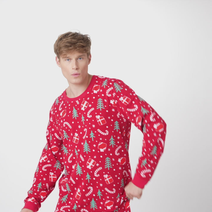 Men's Red Christmas Pattern Christmas Pyjamas