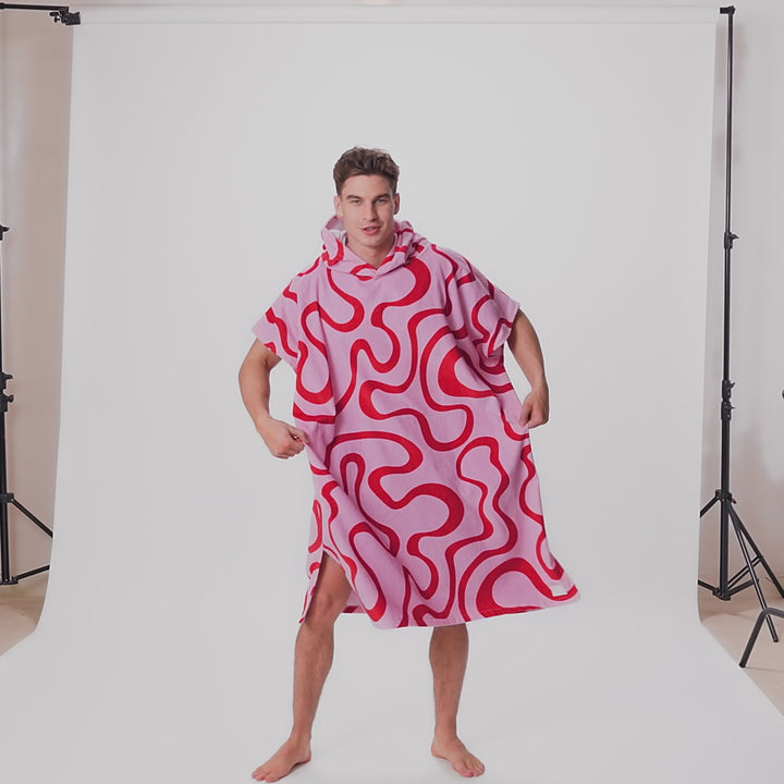 Pink Wavy Towel Poncho