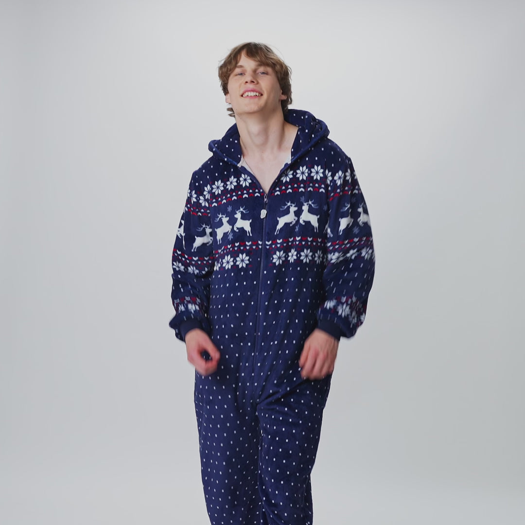 Men's Blue Christmas Onesie