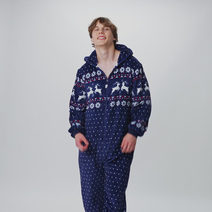 Men's Blue Christmas Onesie