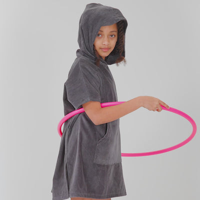 Kids' Charcoal Grey Towel Poncho