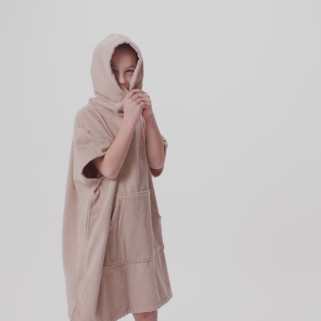 Kids' Beige Towel Poncho