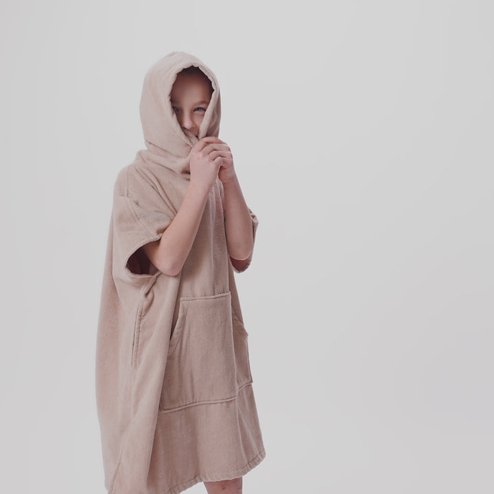 Kids' Beige Towel Poncho
