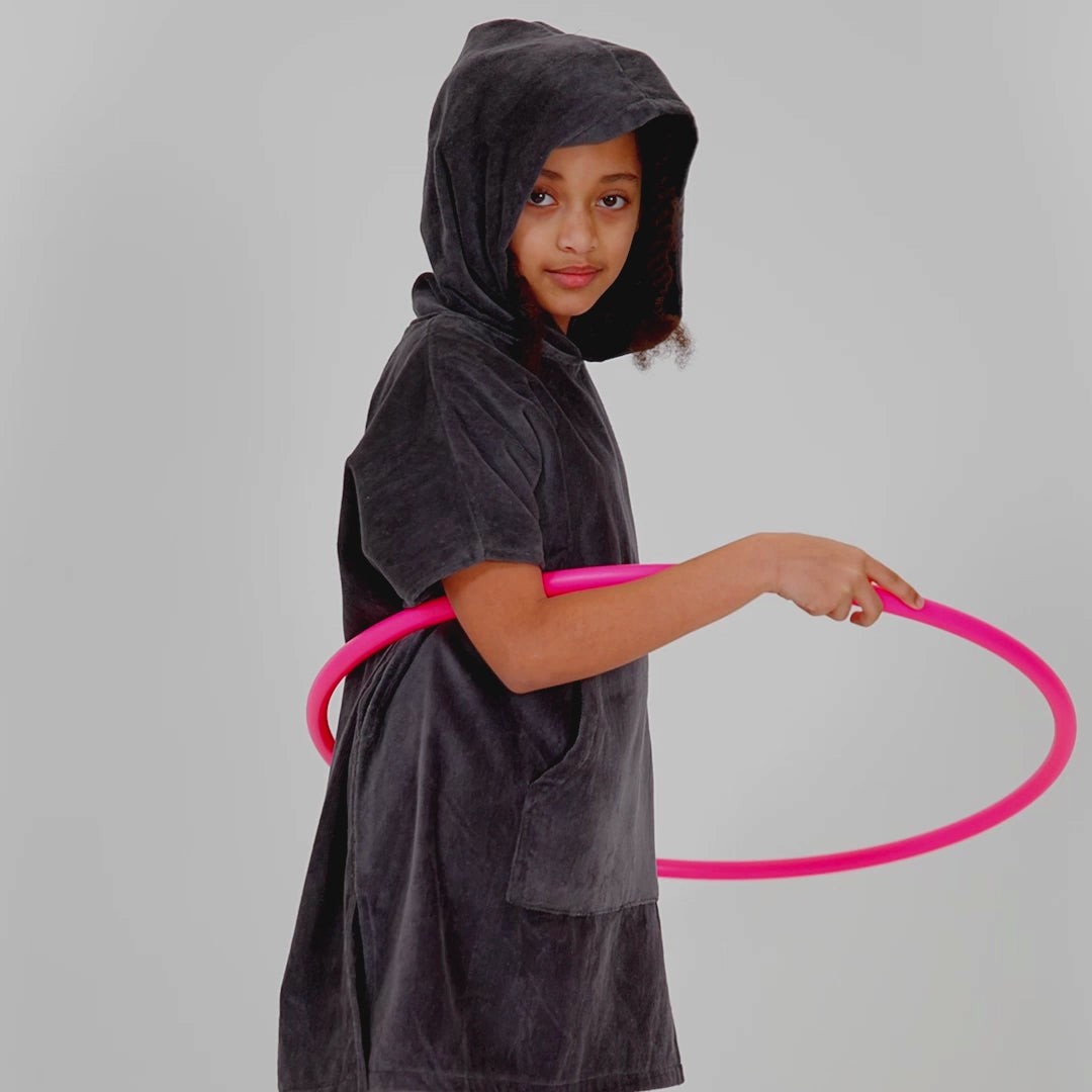 Kids' Charcoal Grey Towel Poncho