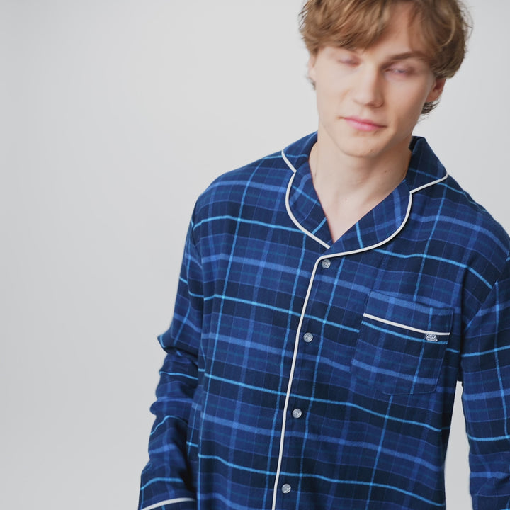 Men's Blue Flannel Christmas Pyjamas