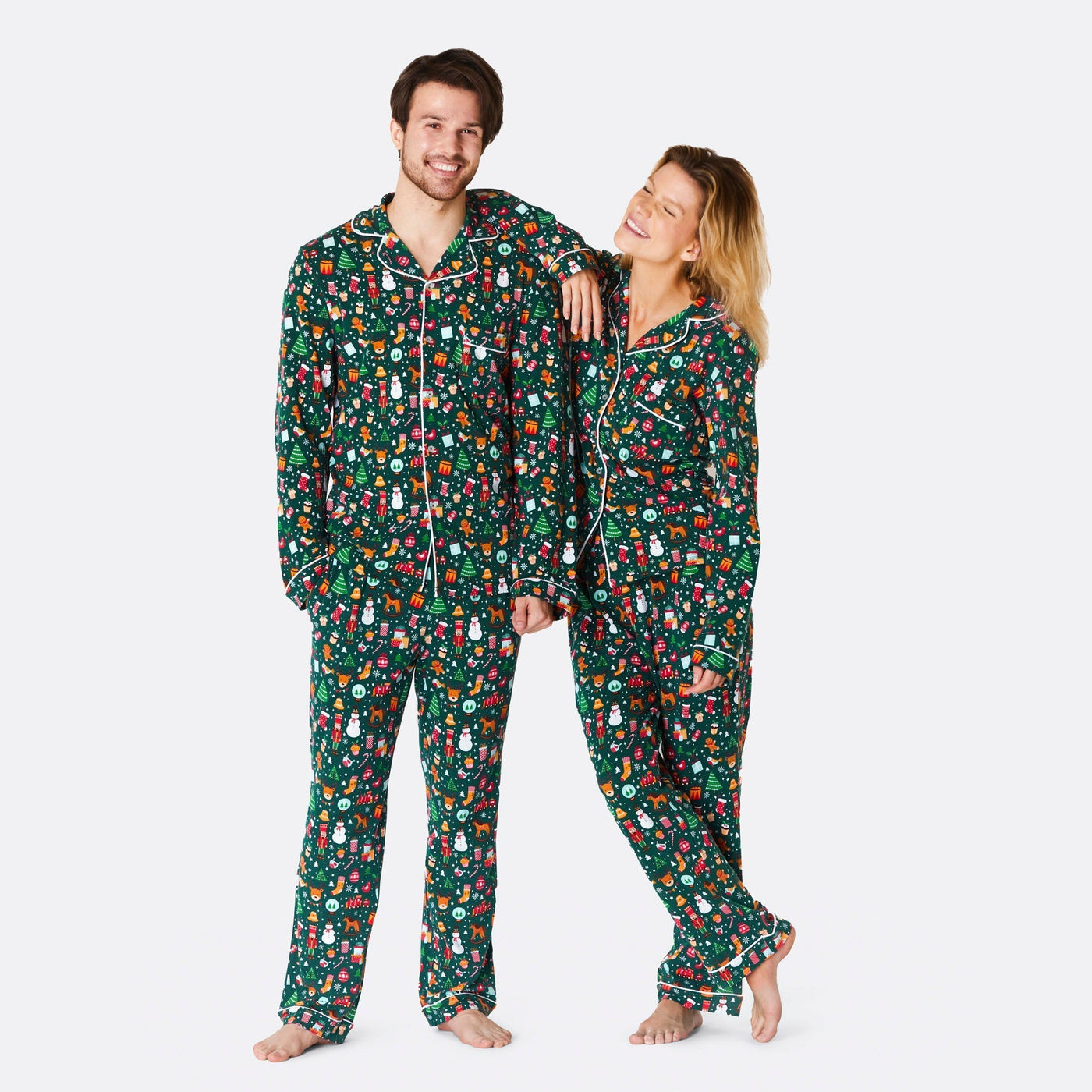 Women's Green Christmas Dream Collared Christmas Pyjamas