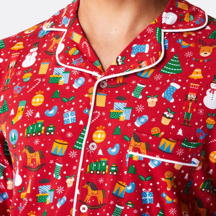 Men's Red Christmas Dream Collared Christmas Pyjamas