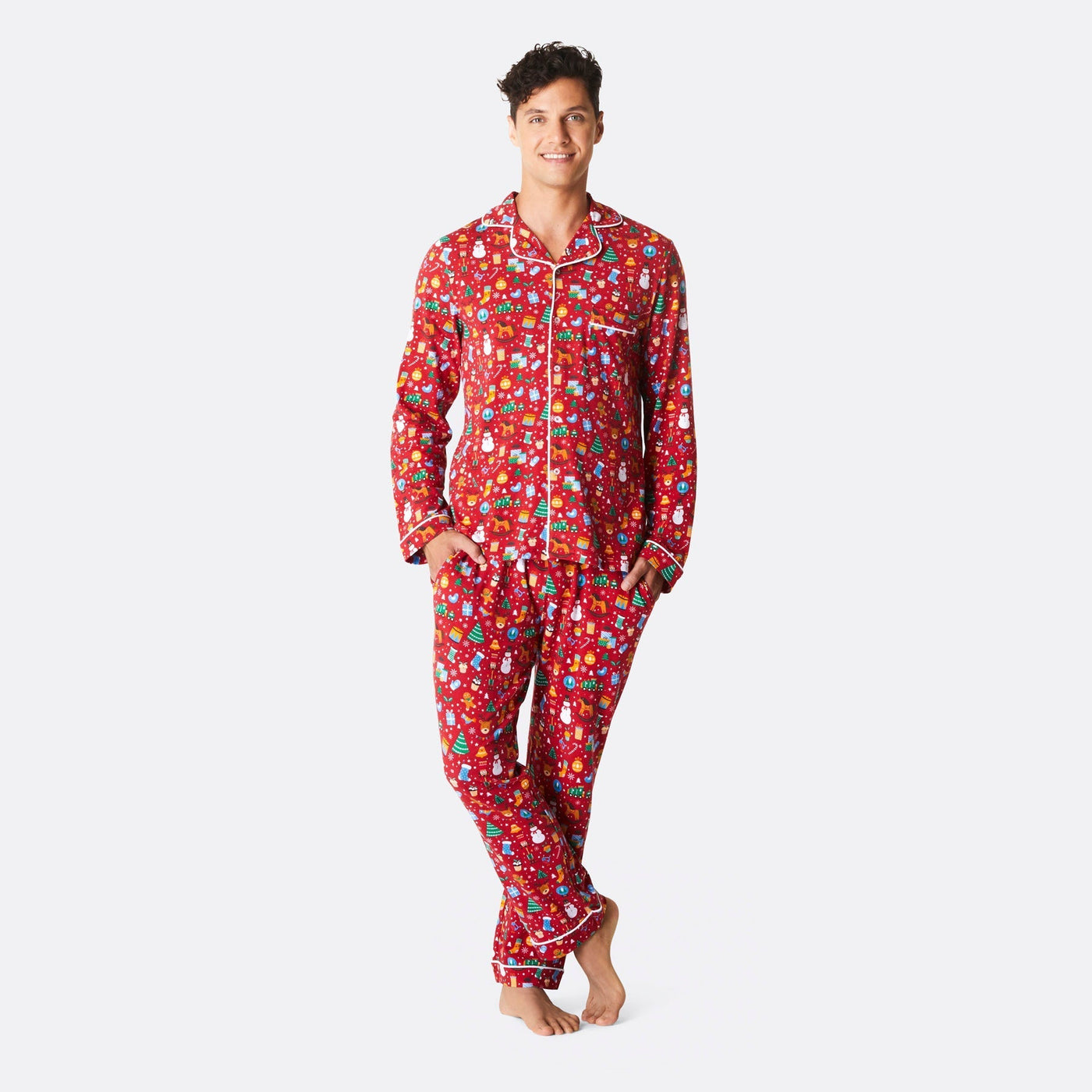 Men's Red Christmas Dream Collared Christmas Pyjamas
