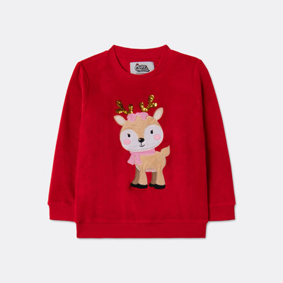 Kids' Red Reindeer Christmas Sweater