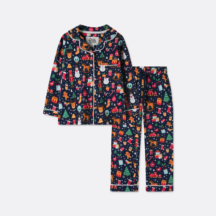 Kids' Blue Christmas Dream Collared Christmas Pyjamas