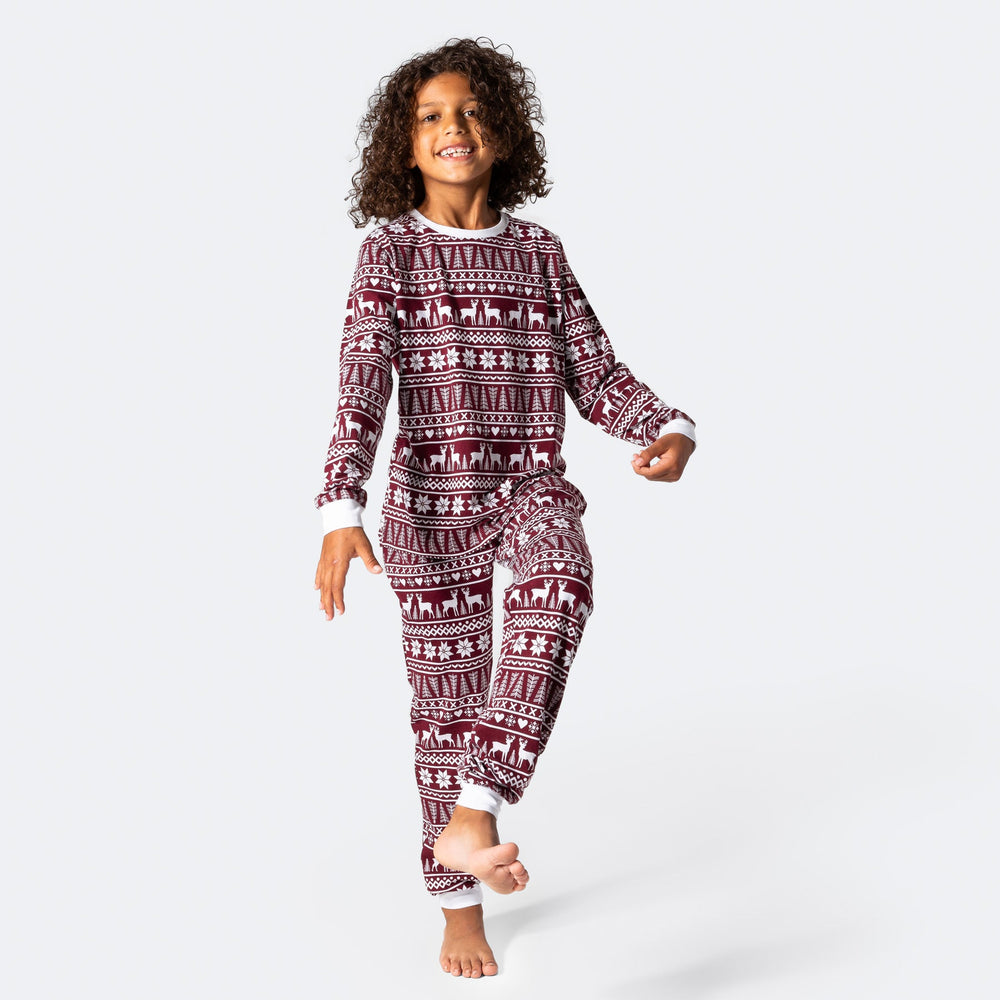 Kids' Burgundy Winter Pattern Pyjamas