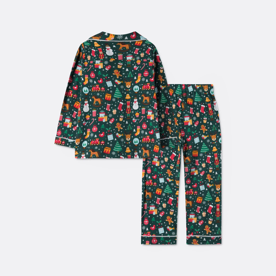 Kids' Green Christmas Dream Collared Christmas Pyjamas