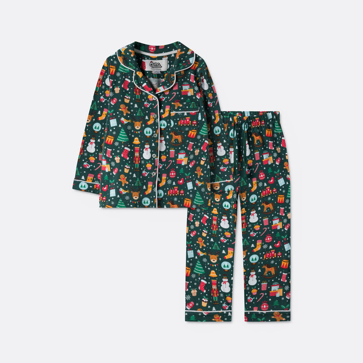 Kids' Green Christmas Dream Collared Christmas Pyjamas