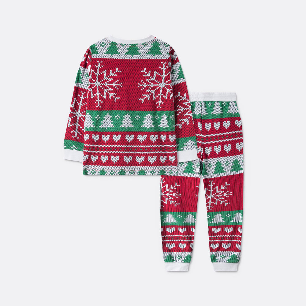 Kids' Red Knit Print Christmas Pyjamas