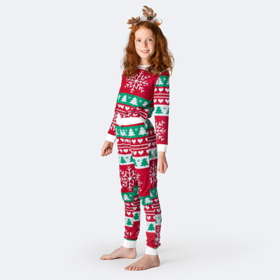 Kids' Red Knit Print Christmas Pyjamas