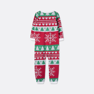 Kids' Red Knit Print Overall Christmas Pyjamas