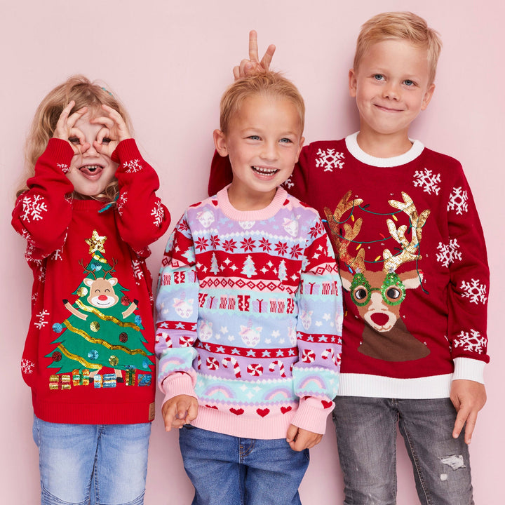 Kids' Reindeer Tree Christmas Sweater