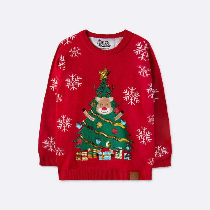 Kids' Reindeer Tree Christmas Sweater