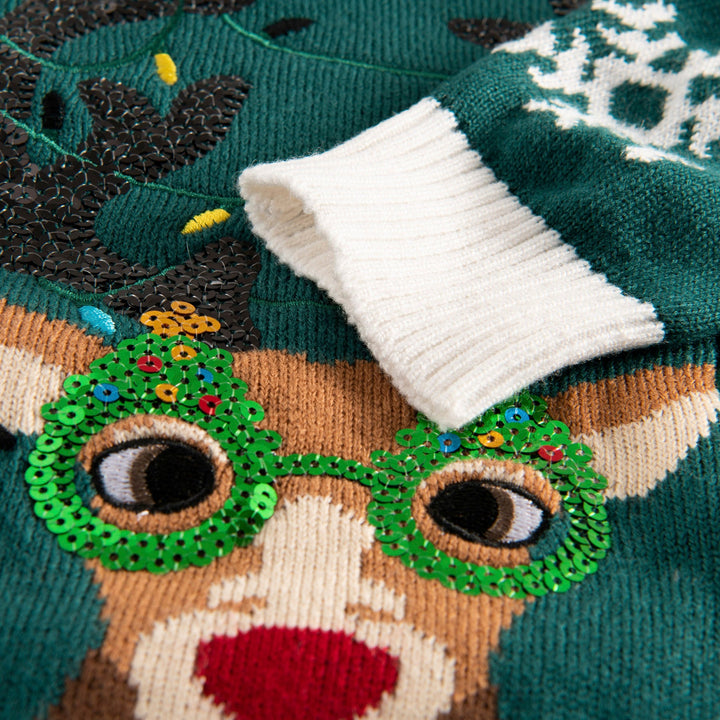 Kids' Rudolph Green Christmas Sweater